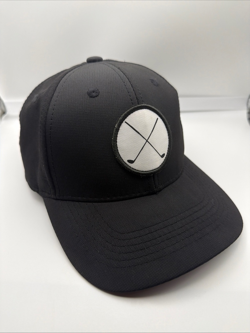 Signature Black Men's Snapback Hat with White Golf Patch